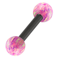 Black Steel Barbell with Synthetic Opal Ball Double Ended 1.6mm