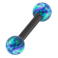 Black Steel Barbell with Synthetic Opal Ball Double Ended 1.6mm
