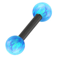 Black Steel Barbell with Synthetic Opal Ball Double Ended 1.6mm