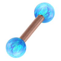 Rose Gold Steel Barbell with Synthetic Opal Ball Double Ended 1.6mm