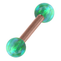 Rose Gold Steel Barbell with Synthetic Opal Ball Double Ended 1.6mm