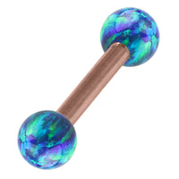 Rose Gold Steel Barbell with Synthetic Opal Ball Double Ended 1.6mm