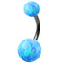 Belly Bar - Black Steel with Opal Balls