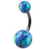 Belly Bar - Black Steel with Opal Balls