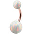 Rose Gold Steel Belly Bar with Opal Balls
