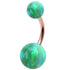 Rose Gold Steel Belly Bar with Opal Balls