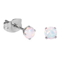 Steel Stud Earrings with Claw Set Synthetic Opal Stone