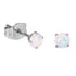 Steel Stud Earrings with Claw Set Synthetic Opal Stone