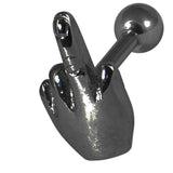 Black Steel Barbell with Black Steel Middle Finger 1.6mm