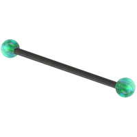 Black Steel Industrial Scaffold Barbell with Synthetic Opal Balls