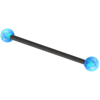 Black Steel Industrial Scaffold Barbell with Synthetic Opal Balls