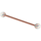 Rose Gold Steel Industrial Scaffold Barbell with Synthetic Opal Balls