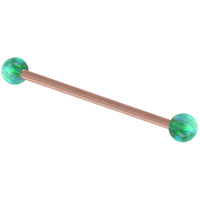 Rose Gold Steel Industrial Scaffold Barbell with Synthetic Opal Balls