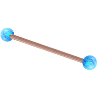 Rose Gold Steel Industrial Scaffold Barbell with Synthetic Opal Balls