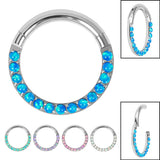 Titanium Hinged Pave Set Synth Opal Eternity Clicker Ring