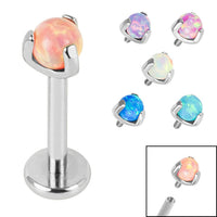 Titanium Internally Threaded Labrets 1.2mm - Titanium Claw Set Synth Opal Ball