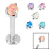 Titanium Internally Threaded Labrets 1.2mm - Titanium Claw Set Synth Opal Ball
