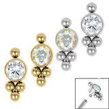 Titanium Bezel Set Single Jewelled Asia Top for Internal Thread shafts in 1.2mm