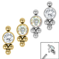 Titanium Bezel Set Single Jewelled Asia Top for Internal Thread shafts in 1.2mm