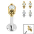 Titanium Internally Threaded Labrets 1.2mm - Titanium Bezel Set Single Jewelled Asia Top