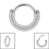 Titanium Hinged Pave Set Titanium Hinged Double Row Pave Set Eternity Clicker Ring