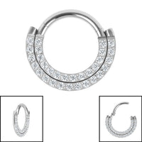Titanium Hinged Pave Set Titanium Hinged Double Row Pave Set Eternity Clicker Ring