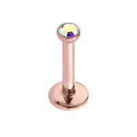 Rose Gold Steel Internally Threaded Jewelled Labrets 1.2mm