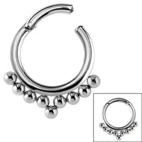 Steel Hinged Clicker Ring - Tribal 9 Ball