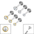 Titanium Triple Piercing with Titanium Tops - Internally Threaded Jewelled Disk Labrets 1.2mm