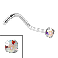 Titanium Claw Set Jewelled Nose Studs