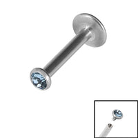 Titanium Internally Threaded Labrets 1.2mm - Titanium Bezel Set Jewelled Ball