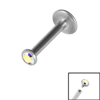 Titanium Internally Threaded Labrets 1.2mm - Titanium Bezel Set Jewelled Ball