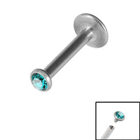 Titanium Internally Threaded Labrets 1.2mm - Titanium Bezel Set Jewelled Ball