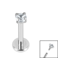 Titanium Internally Threaded Labrets 1.2mm - 2.5mm Titanium Claw Set Round CZ Jewel