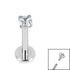 Titanium Internally Threaded Labrets 1.2mm - 2.5mm Titanium Claw Set Round CZ Jewel