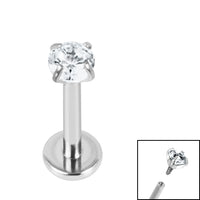 Titanium Internally Threaded Labrets 1.2mm - 3mm Titanium Claw Set Round CZ Jewel
