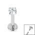 Titanium Internally Threaded Labrets 1.2mm - 3mm Titanium Claw Set Round CZ Jewel
