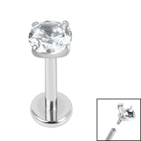 Titanium Internally Threaded Labrets 1.2mm - 4mm Titanium Claw Set Round CZ Jewel