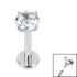 Titanium Internally Threaded Labrets 1.2mm - 4mm Titanium Claw Set Round CZ Jewel