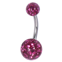Belly Bar - Steel with Smooth Glitzy Ball (8mm and 5mm balls)