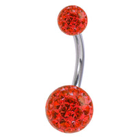 Belly Bar - Steel with Smooth Glitzy Ball (8mm and 5mm balls)