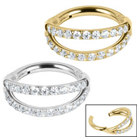Titanium Double Jewelled Band Hinged Clicker Ring