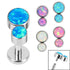 Titanium Internally Threaded Labrets 1.2mm - Titanium Bezel Set Duo Synth Opal
