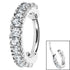 Steel 2.2mm Pave Set Jewelled Edge Hinged Clicker Ring