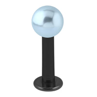 Black Steel Labret with Acrylic Pearl Ball 1.6mm
