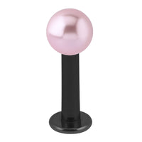 Black Steel Labret with Acrylic Pearl Ball 1.6mm