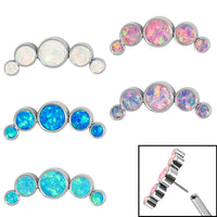 Titanium Threadless (Bend fit) (Infinity) Bezel Set 5 Opal Crescent