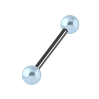 Black Steel Micro Barbell with Acrylic Pearl Balls 1.2mm