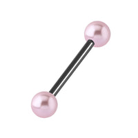 Black Steel Micro Barbell with Acrylic Pearl Balls 1.2mm