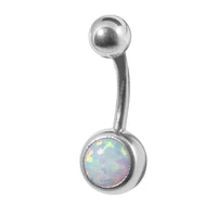 Belly Bar - Steel with Inset Opal